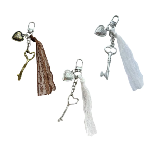 Elegant Lace Heart Keychain Handcrafted Resin Key Holder Adornment For Women Stylish Daily Accessory Gift