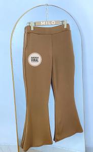 Celana Flare Wanita Full Length Motif Geometris Tinggi Pinggang Premium