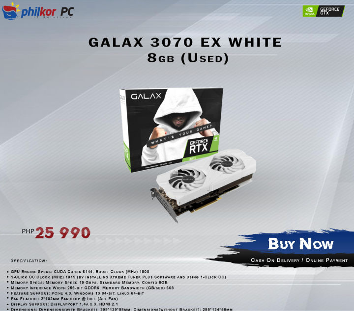 GALAX GeForce RTX™ 3070 EX White (1-Click OC Feature) 1-Click Oc