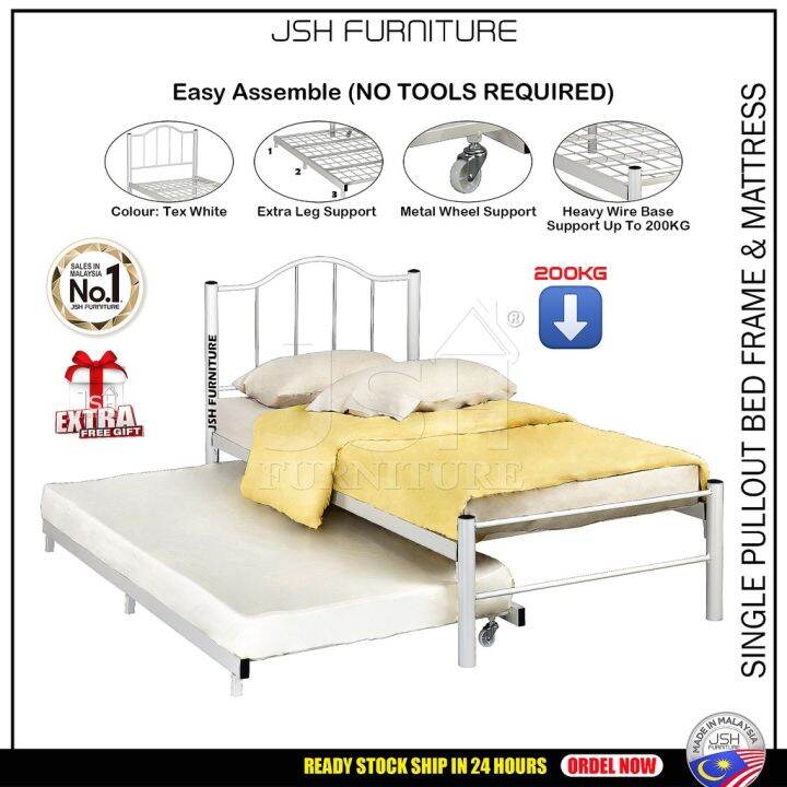 Single Metal Bed Frame & Pull Out Bed Frame JSH S22 - Katil Bujang ...