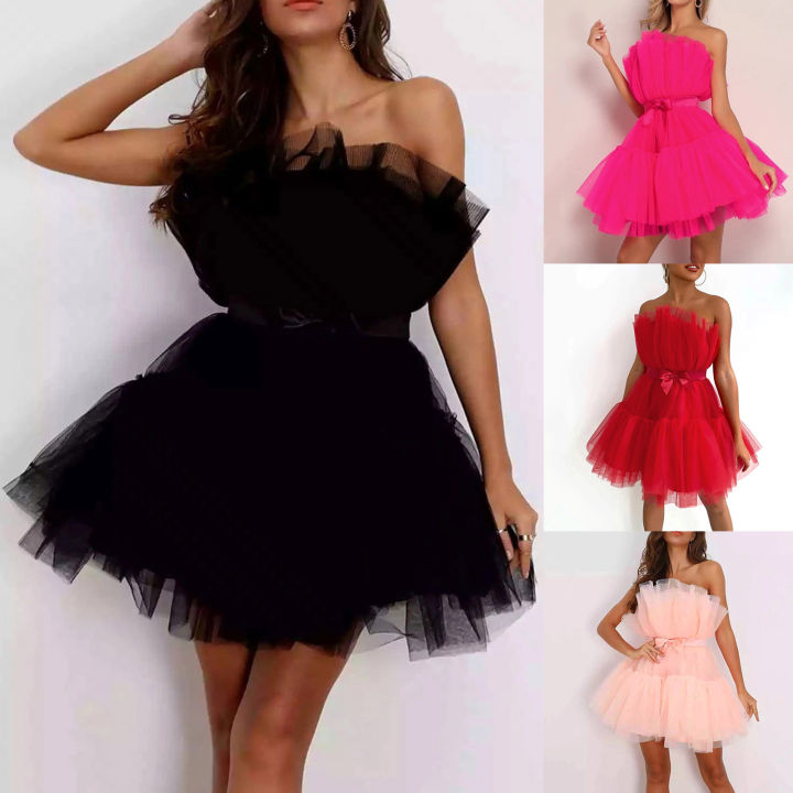 Amazon.com: Puffy Sleeve Homecoming Dresses Tulle Prom Dress Short for  Teens Cocktail Party Gowns Black US 2 : Clothing, Shoes & Jewelry