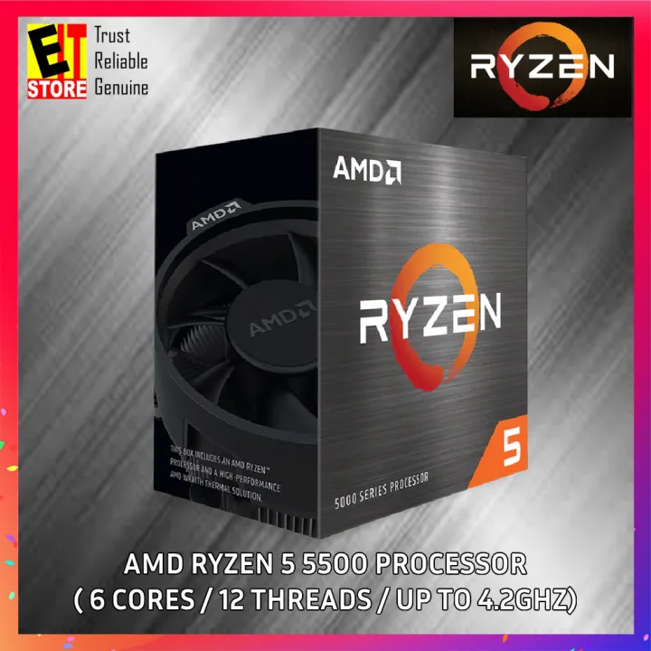 AMD PROCESSOR RYZEN 5 5500 DESKTOP PROCESSOR BOXED - 6 CORES /12 THREADS/ UP TO 4.2GHZ