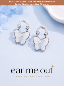 [SG] Pearl Butterfly Drop Earrings | 925   Pin Earrings | White Butterfly Earrings | Elegant Pearl Earrings | ear me out (EMO-60)