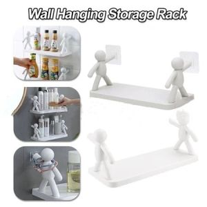Bathroom Corner Shelf Kitchen Seasoning Storage Rack Adhesive Cosmetics Organizer Holder Wall Hanging Plastic