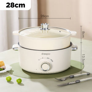 Dreepor Large Capacity Multifunctional Electric Cooker Non-Stick Multi Cooker With Steamer 26CM Upgraded Electric Pan Hot Pot Cooker Electric Cooking Pot Electric Pot Multi Cooker