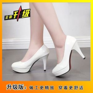[Free Shipping] Soft Leather Comfortable Elegant High Heels Round-Toe Professional Shoes High Heels With Thick Soles Suitable For Work Spring And Autumn Shoes New Style