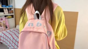 AE Letter-printed school bag new model for junior high school ins Versatile backpack for niche students casual large-capacity backpack