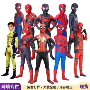Adult Spider-Man Skinny Parallel Universe Miles Halloween cos Costume Clothes Headgear onesie Wholesale Gifts