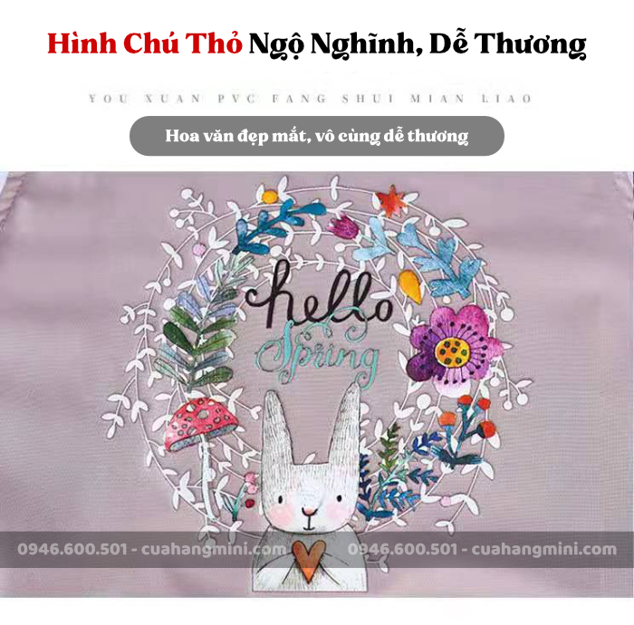 Tạp Dề Nấu Ăn Hình Chú Thỏ Hoa