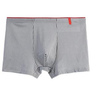 Mens Boxer Shorts In Milk Silk Fabric Breathable Underwear Stripes Boxer Briefs Underpants for Daily Wear and Travel