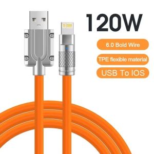 120W 6A 1M Super Fast Android Charger Cable Liquid Silicone Micro USB Cables Universal Android Phone Fast Charging USB Cord