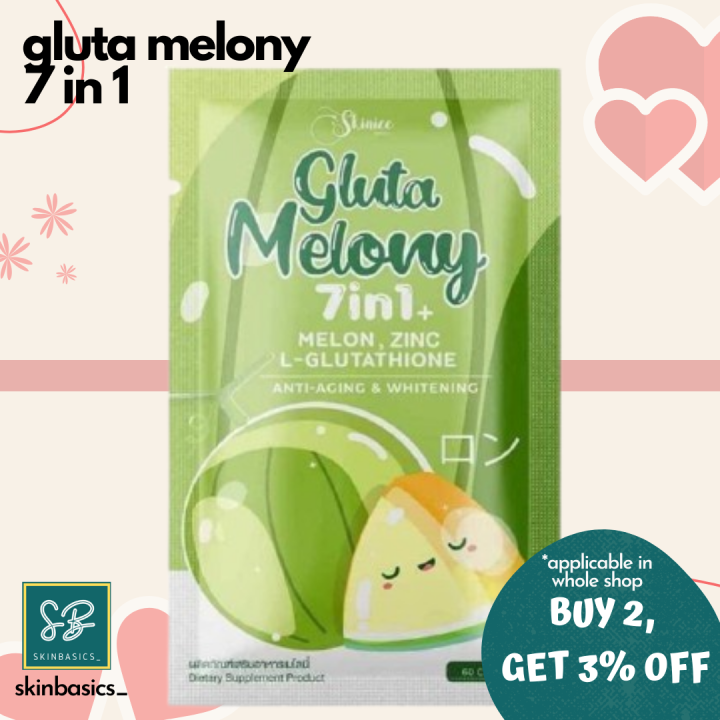 GLUTA MELONY 7in1 Melon, Zinc and L-Glutathione for Anti-Aging and  Whitening Younger Skincare Skin