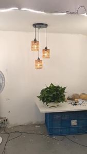 SXH  American Style Rattan Pendant Light Zen-Inspired Homestay Corridor Entrance Hallway Ceiling Light Farmhouse Country Style