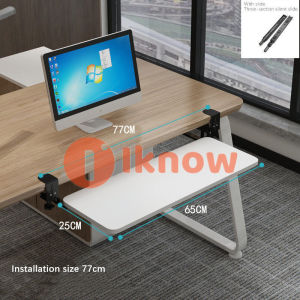 I know Punch-free Large Keyboard TrayErgonomic Clamp Mount Under Desk Mount Slide Tray with Slide-Out Platform Computer Drawer for Typing and Mouse Work