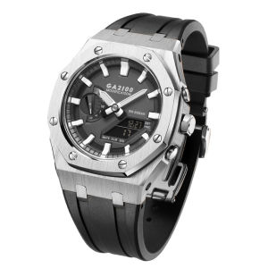JANSIN GM2100 gen3 Casioak Mod Metal Bezel kit Watch Case Watch Band 3rd Stainless Steel for Casio G-Shock GM2100 All Metal Bezel Strap GM-2100 Rubber Strap