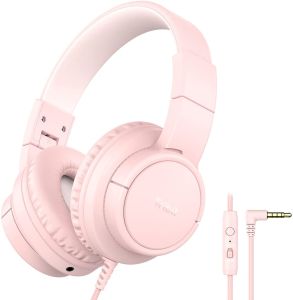 Tribit Starlet01 Kids Headphones Wired with Microphone Safe Sound Tech 85/94dBA Volume Limited SharePair HiFi Stereo Foldable Over-Ear Headphones for Kids for School/Travel/i-Pad/Kindle/Switch