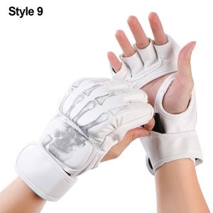 CANICECA 1Pair Half Finger Boxing Gloves Versatile Professional Training Gloves Durable Leather Cushion Kickboxing Gloves for Adult Sanda Boxing UFC Training