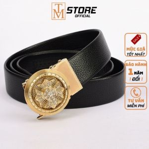 Thắt lưng nam da cao cấp mặt xoay đính đá khoá tự động sang trọng - Dây lưng Dây nịt nam TL22