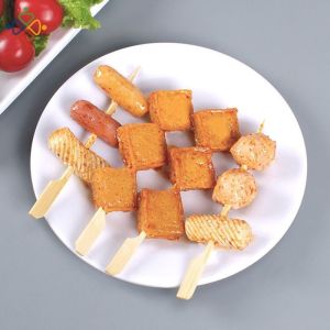 200pcs Bamboo Skewers BBQ Stick With Handle Disposable Stick Barbecue Bamboo Stick Kwan Dong Boiled Skewer Stick
