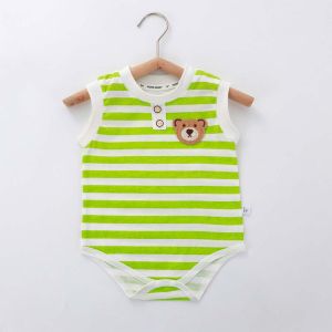 AILEBE Kids Bodysuits 100% Premium Cotton Sleeveless Romper Onesie Soft Breathable Hypoallergenic Snap Closure Easy Diaper Change Timeless Striped Pattern Neutral Colors Loose Stretchy Comfy Fit Newborn Infant Jumpsuit Sleepwear For Boys Girls 0-18 M