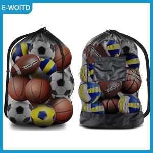 【E-WOITD】 Mesh Soccer Ball Bag Extra Large Drawstring Basketball Storage Bag With Zipper Pocket Volleyball Football Net Pack Gym Bags