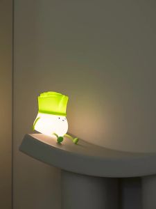 Cute Silicone Night Lamp Smile Pear Shape Night Light Warm Light Cute Panda LED Lights Gift for Christmas Birthday Bedroom Decor