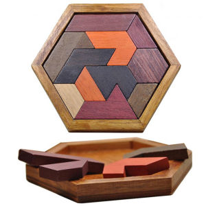 BEIBEI For Children Kids Adults Geometric Shape Hexagonal Tangram Board Educational Toys Puzzles Board IQ Brain Teaser