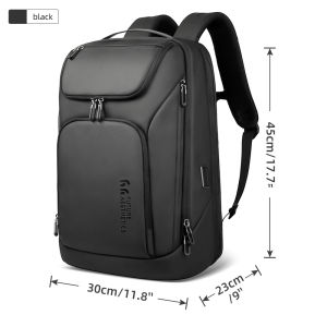 HK Mens Business Backpack Water Resistant 17.3" Computer Laptop Bag Large Capacity Anti-Theft Travel Rucksack with USB Charging Port Multiple Pockets