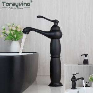 LDIES Torayvino Europe Style Matte Black Bathroom Faucet Wash Basin Sink Single Handle Vessel Cold And Hot Mixer Water Faucets Tap 7T2N8