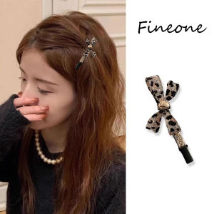 Thanh lịch in da báo nút thắt hình bướm kẹp tóc cho phụ nữ Side kẹp tóc