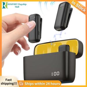 【HFM】 Wireless Noise Cancelling Collar Microphone with Digital Screen and Rechargeable Charging Case for Karaoke Events