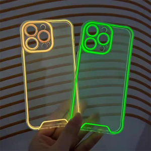 Luminous Night Light Neon Fluorescent Clear Phone Case For iPhone 17 Air 13 12 11 14 15 16 Pro Max Plus Camera Protect Soft Capa