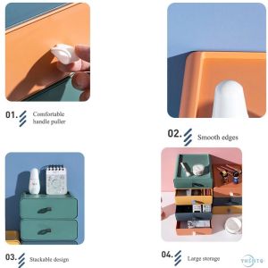 【Fans Tone】 Desktop Drawer  Organizer Stackable Storage Large Capacity Sundry Container Jewelry Case Cosmetic Makeups Dressing Home Desktop Organization