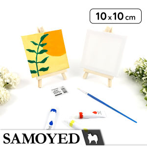 SAMOYED ACES-WV Set Kanvas Easel Kecil / Mini Artist Canvas Board / Panel / Easel / Stand Set 10 x 10 cm