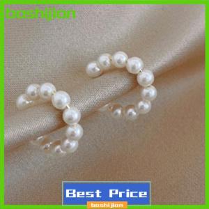 bashijian Ngọc Trai Tai Cuff Clip Bông Tai Không-Xỏ Xương C-Hình Vòng Tai Mà Không Cần Đâm Tối Giản Bông Tai Cho Phụ Nữ Đồ Trang Sức Thời Trang