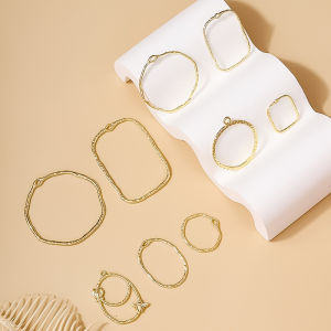 Hmeme 10pcs hợp kim Hollow khung mở trở lại bezel Mặt dây chuyền hình học quyến rũ đối với DIY trang sức làm bông tai vòng cổ supllies