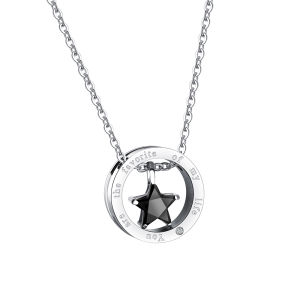 Sinboia Fashion Couple Necklace Circle Five-pointed Star Necklace For Men / Women Promise Love Gifts for Anniversary Friendship