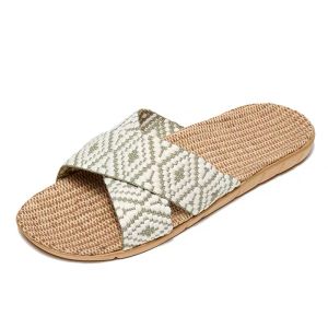 Women Slippers Summer Retro Comfortable Lightweight Flat Sandals Linen Woven Shoes for Women and Man