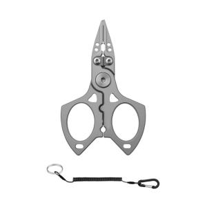 คีมสแตนเลสคีมจับปลาเอ็นตกปลาถักห่วงคีมถอนเบ็ดที่เปิดใช้งานได้หลากหลายพร้อมสายคล้อง