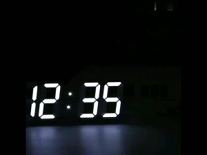 3D นาฬิกาตั้งโต๊ะดิจิตอล ติดผนัง นาฬิกาบอกอุณหภูมิ ไฟสีขาว ปรับแสงเอง