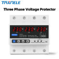 Three Phase Adjustable Over and Under Voltage Protector 3 Phase 63A 380V Automatic Recovery Protective Device Reset. 