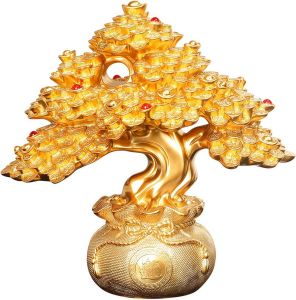 Resin Money Tree - Money Coin Tree，Wealth TreeZhaoCai Tree Handcrafted Premium Quality，Feng Shui Decor Prosperity Charm Resin Fortune Feng Shui Gift