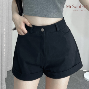 Quần Short KaKi Cạp Cao BigSize Gập Gấu MiSoul Quần Đùi Sắn Gấu Phong Cách Hàn Quốc 263