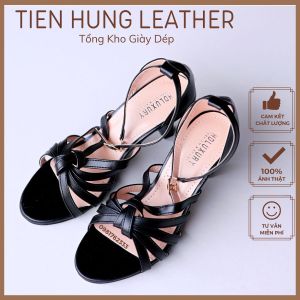 Sandal cao gót nữ đan dây quai mảnh dép guốc gót nhọn cao 5cm thời trang Tiến Hùng TH1010