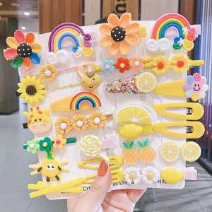Flower  Cute Hair Clip Set Bangs Hairpin Fruit Baby Girl Barrettes 14Pcs  Hair Accessories