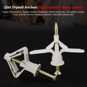 100pcs Expansion Drywall Anchor Kit With Screws Self Drilling Wall Home Pierced Special For Nylon Plastic Gypsum Board