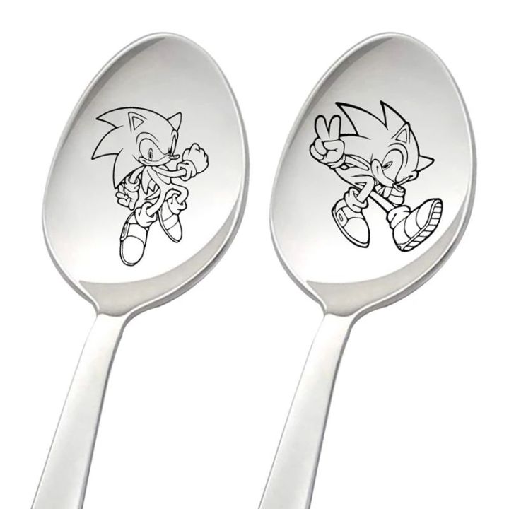 Boy Girl Anime Stainless Steel Spoon Sonics Cartoon Cute Soupspoon ...