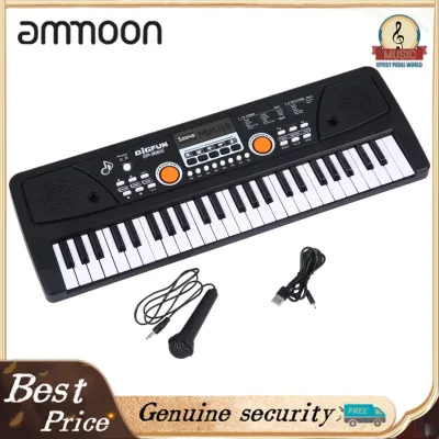 ammoon BIGFUN 49 Phím Đàn Organ Điện Tử USB Đàn Piano Điện Trẻ Em Có Micro Màu Đen Bàn Phím Điện Tử Âm Nhạc Kỹ Thuật Số Loa Âm Thanh Nổi Tích Hợp Với 16 Âm 8 Nhịp Điệu 6 Bài Hát Demo 5 Bộ Gõ Quà Tặng Trẻ Em Mus