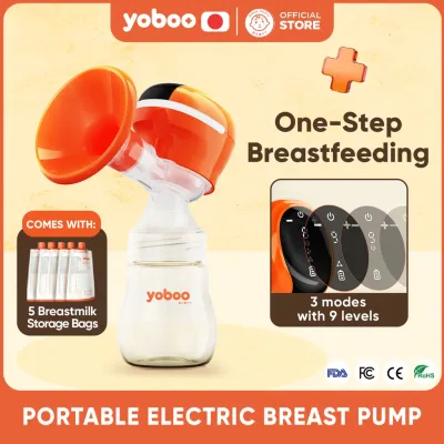 Yoboo Portable Electric Breast Pump 180ML Breastfeeding Painless Massage Wireless USB Cable