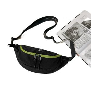 YUCHEN Nylon Sports Chest Bag Color Contrast Large Capacity Men Waist Bag Simple Phone Pouch Crossbody Dumpling Bag Boys